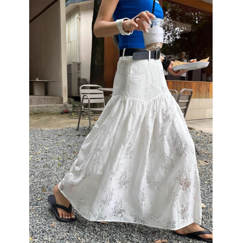 Picture of Fashion Design G-Level Sense Lace Elegant A- Line Skirt Fashion All-Match Loose Waist Slimming Skirt Women's Spring
