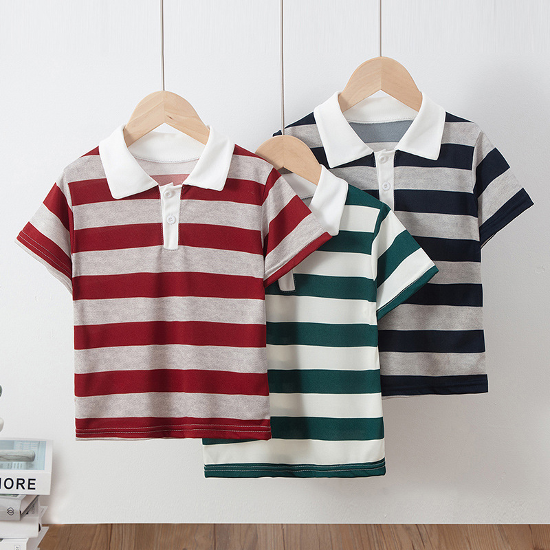 Picture of Overseas Cross-border Platform Children's Striped Multicolor Polo Shirt Boys Gentleman Casual Short-sleeved Girls Solid Color All-match T