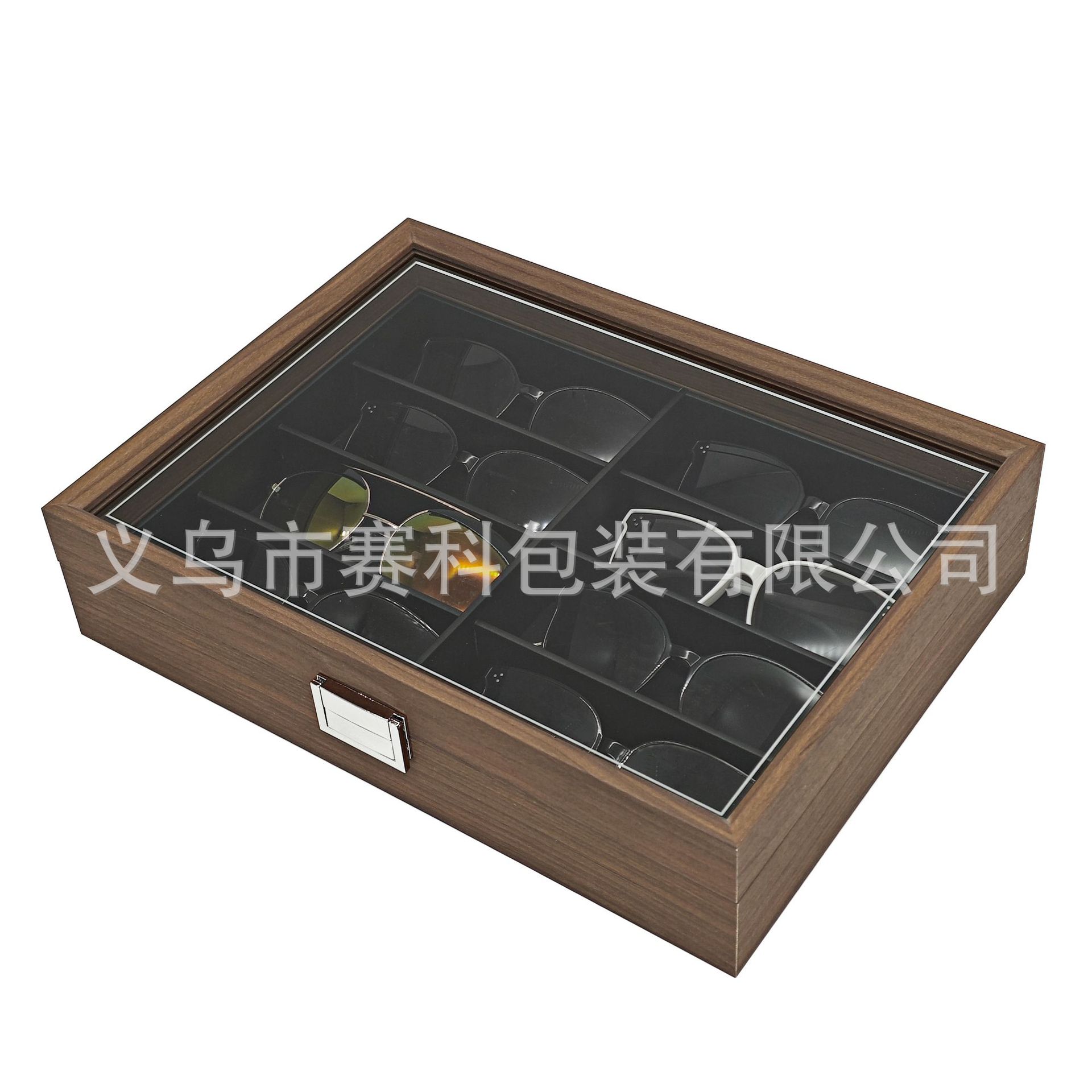 Picture of in stock black walnut wood high-end 8-position glasses storage display box 8 sunglasses sunglasses storage box