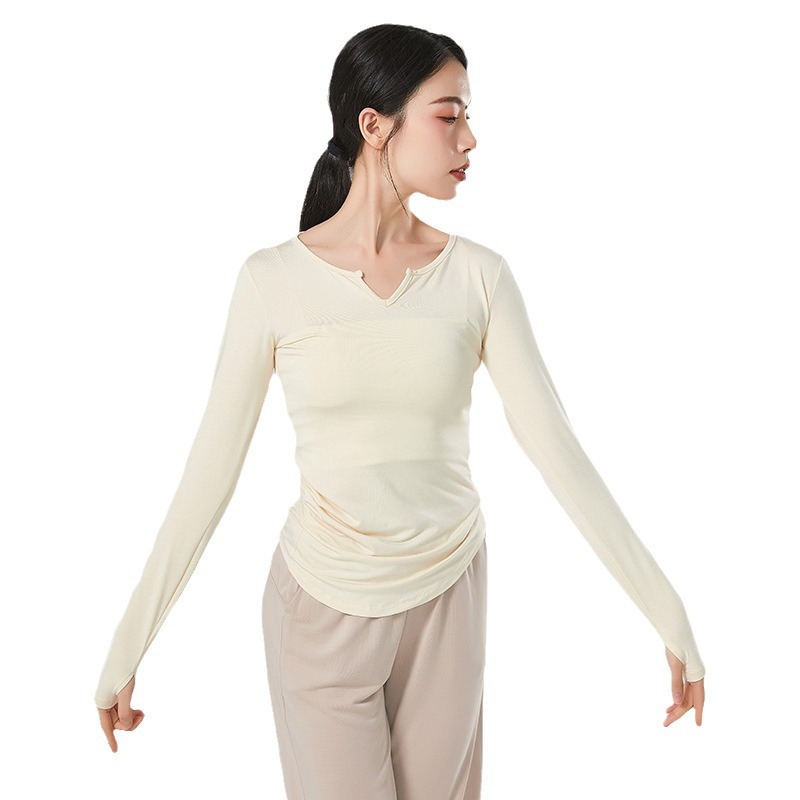 Picture of Dance Training Clothes Women's Tops Long Sleeve Finger Classical Dance Clothes Body Training Clothing Dancing Latin Modal