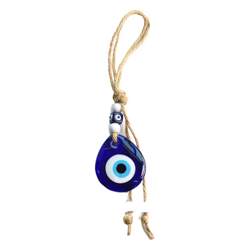 Evil Eye Hemp Rope Water Drop Pendant Turkish Blue Eye Jewelry Glass Pendant Pendant Wall Decoration Good Luck Gift