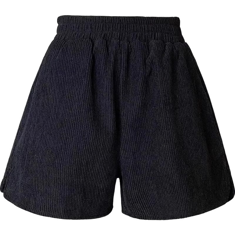 2023 Autumn and Winter Corduroy Shorts for Women, Elastic Waist, Loose Wide-Leg Pants, Petite Korean Style Bootcut Cargo Pants