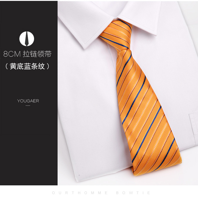 Picture of High-Quality Zipper Tie Men's Formal Business Groom Wedding 8cm Easy-To-Pull Convenient Lazy Boxed Short Style