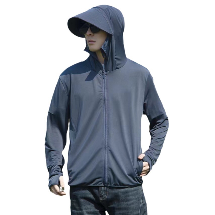 Picture of Jiao's Same Style Summer Ice Silk Non-Uv Protection Clothing for Men and Women with Brim, Non-Uv Protection, Breathable, Quick-Drying Fishing Sun Protection Clothing