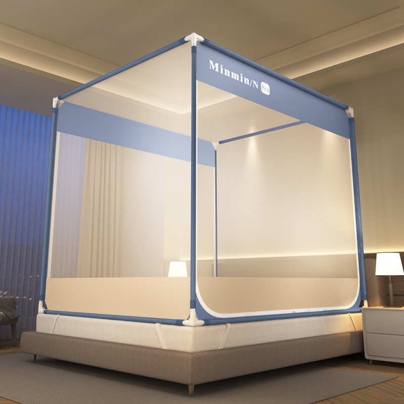 Picture of Class A Mosquito Net Household Bedroom Three-door New Bracket Tattoo Children's Anti-fall Anti-drop Bed Fully Surrounded Bottomless 1.8
