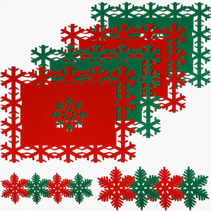 Picture of Cross-border supply felt meal coasters Christmas table decorations creative hollow non-slip thermal insulation felt table mat