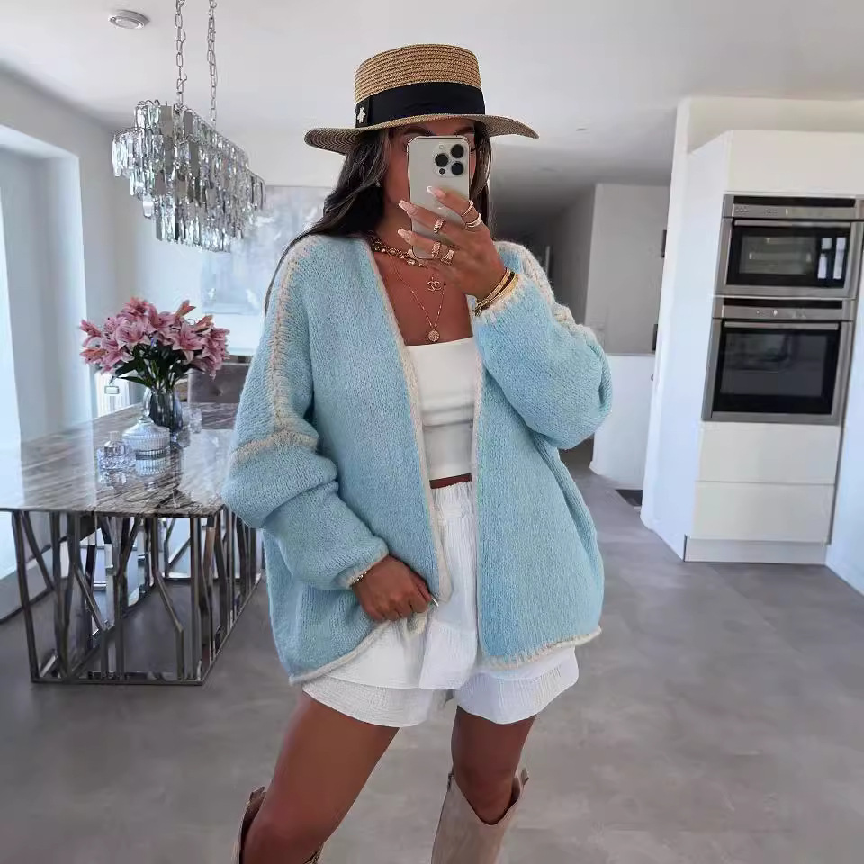 Picture of 2025 Cross-Border Autumn and Winter European and American Amazon New Knitwear Cardigan Knitwear Loose Large Size Women's Knitwear Jacket