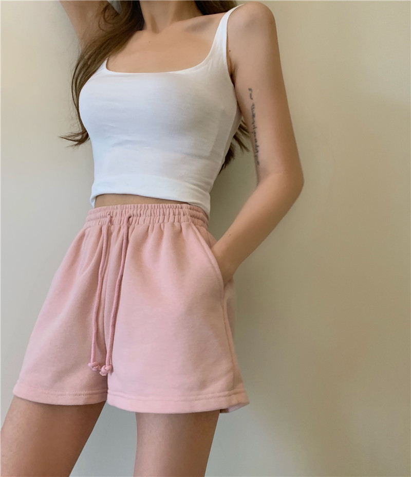 Picture of Loose casual sports pants ladies summer high waist slim straight pants 2022 new students wide leg short pants