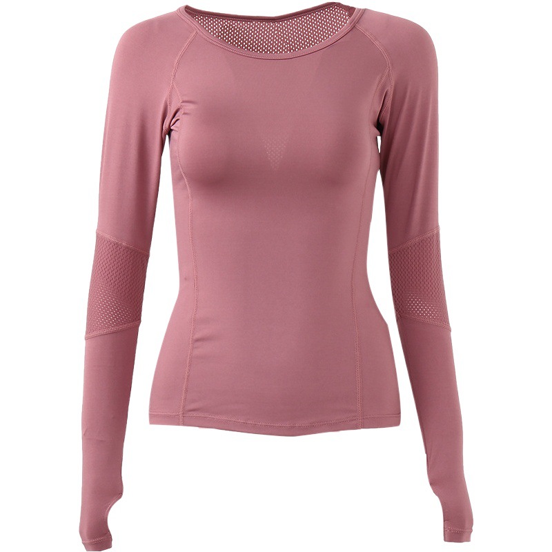 2025 Spring Yoga Clothing Top Quick-Drying Breathable Fitness Long-Sleeved Running Finger T-Shirt Tight Sexy Sportswear