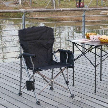Picture of Outdoor Folding Portable Large Armrest Beach Chair Leisure Car Camping Director Chair Backrest Comfortable Fishing Chair