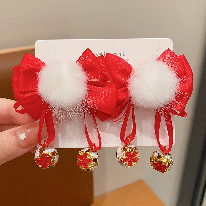 Picture of Children's Hairpin Headdress Little Girl Head Flower Cute Wig Braid Performance Bow Hairpin New Year's Eve Hair Accessories