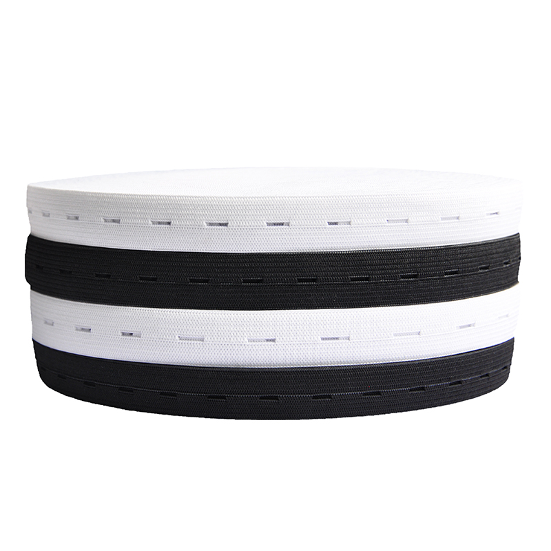 Picture of Black and white adjustable buttonhole elastic band baby pregnant women pants waist elastic band flat rubber band wide accessories