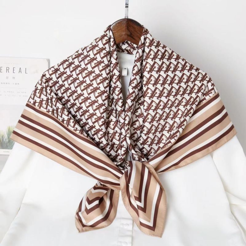 Picture of Autumn and winter all-match shawl animal printed black and white simple large square 90*90CM imitation silk twill silk scarf for women