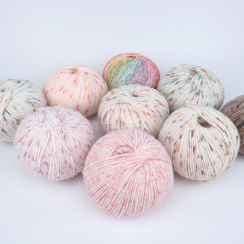Color Cross-Border Hot-Selling New Product Dotted Icelandic Wool Thick Thread Wool Ball Handmade DIY Knitted Wool Colorful Dot Fancy Yarn