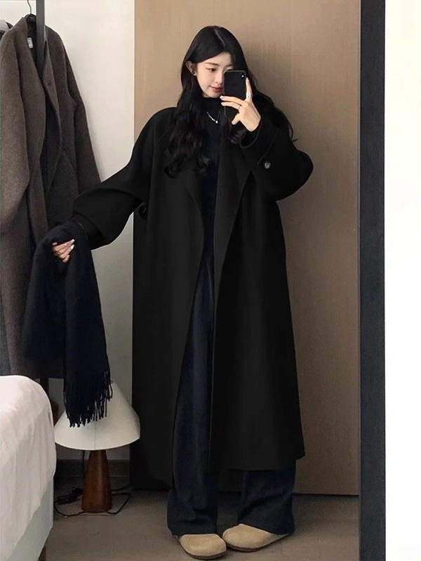 Picture of Gao Kezhong black woolen coat women's 2025 autumn/winter new woolen jacket high-end small mid-length model