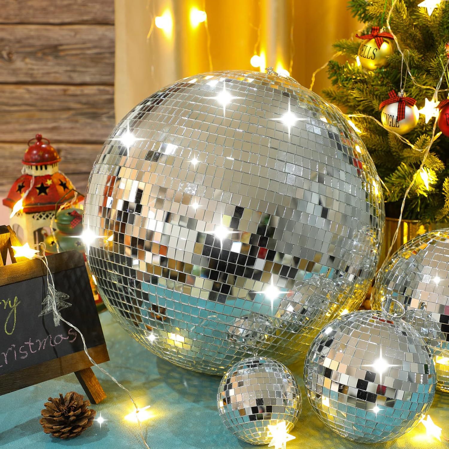 Picture of Cross-border new mirror laser foam disco ball Christmas lens ball glass lens ball stage reflective ball