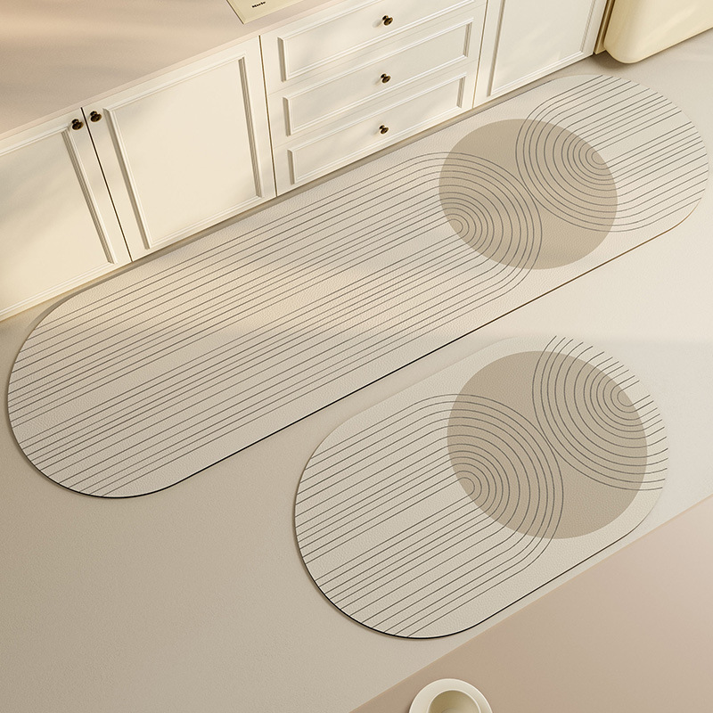 Picture of Japanese Style Line Diatom Mud Water Absorbing Oil Kitchen Mat Light Luxury Bathroom Non-Slip Floor Mat Bathroom Quick-Dry Door Mat