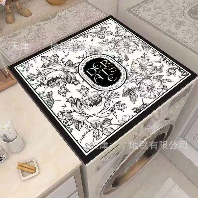 Picture of Drum washing machine cover pad flower diatom mud absorbent draining pad American pastoral style refrigerator microwave oven dust pad