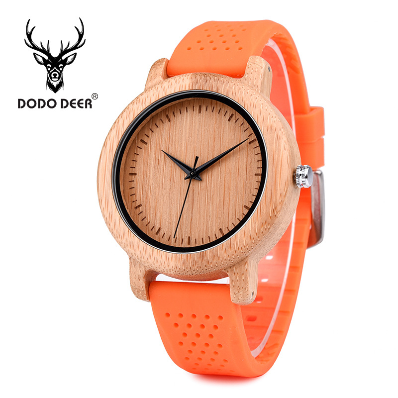 DODO DEER factory wood watch simple fashion no scale silicone strap custom wooden watch