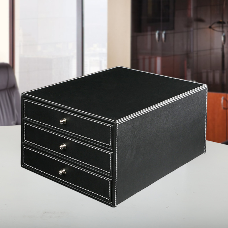 Business office storage box three-layer drawer type A4 document storage data box contract data storage desktop cabinet