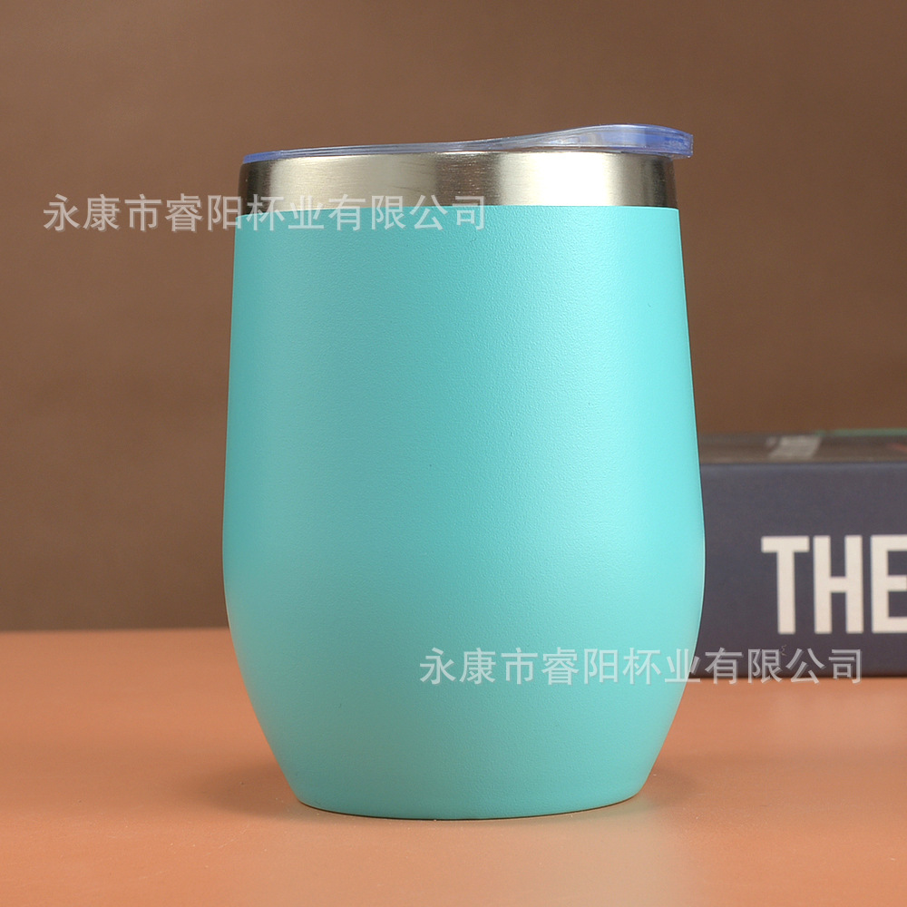 Picture of Cross-border Amazon swig eggshell cup U-shaped egg cup 304 stainless steel double layer 12oz in stock handle red wine cup