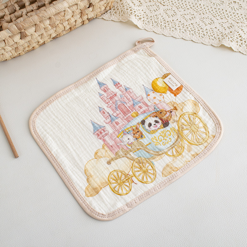 Picture of Class A baby saliva towel four layer cotton crepe square towel soft absorbent children's square towel kindergarten baby towel