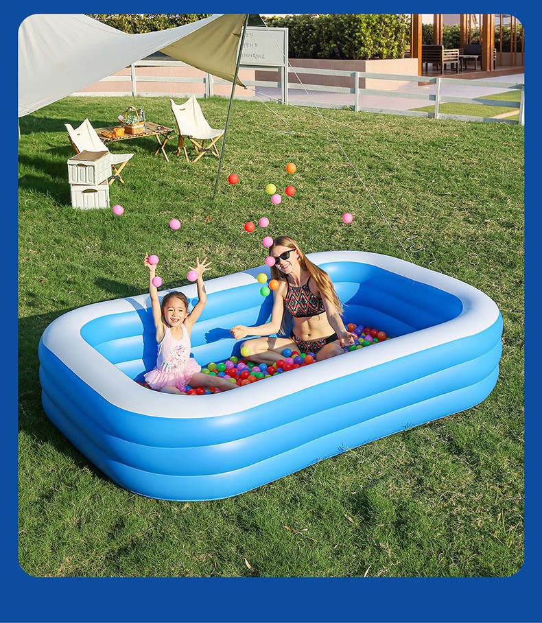 Picture of Inflatable Swimming Pool Longzai Green Thickened Foldable Indoor Folding Large Family Net Holder Outdoor Pool