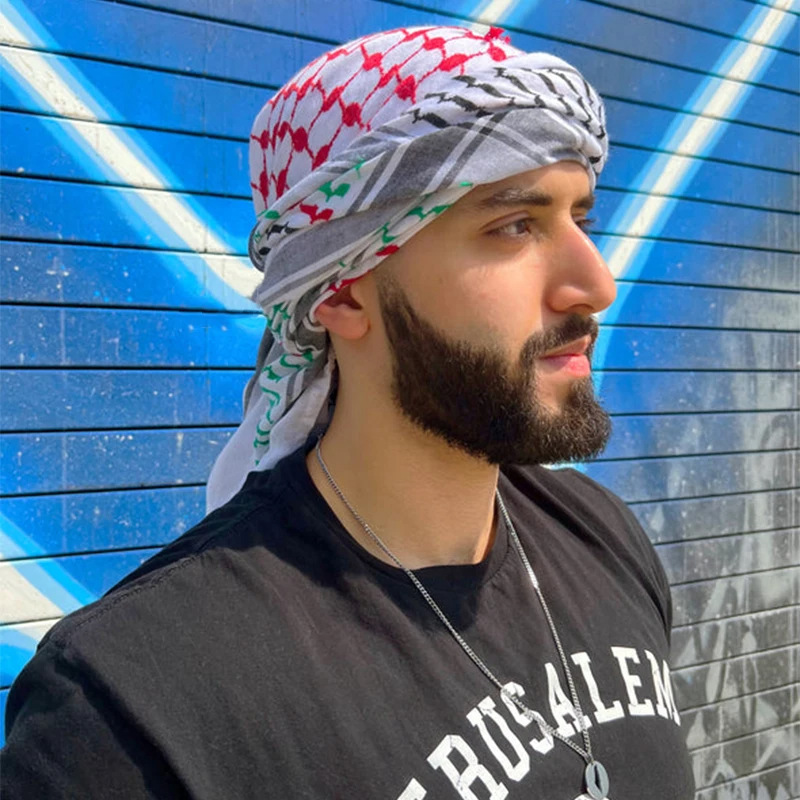 New Men's Arabian Dubai Saudi Men's Headscarf Printed Scarf Middle Eastern Saudi Cross-Border