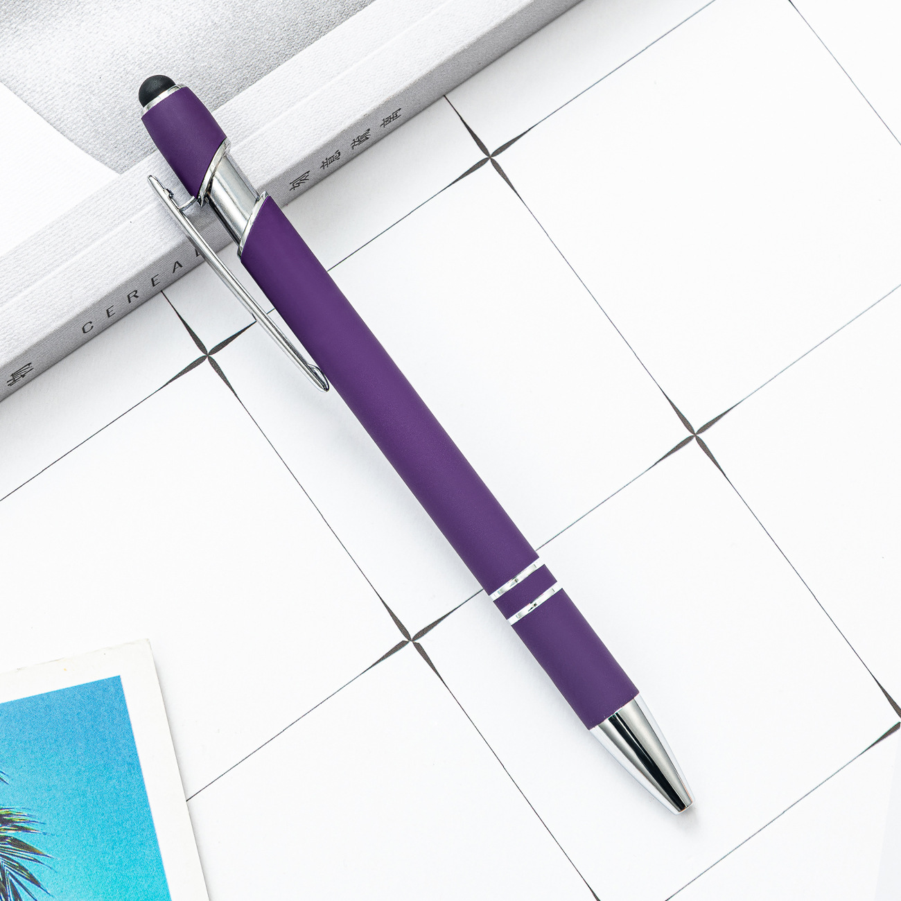 Picture of Spot wholesale touch screen capacitance Pen Press Metal Ballpoint Pen advertising pen printing logo creative beauty pen manufacturers