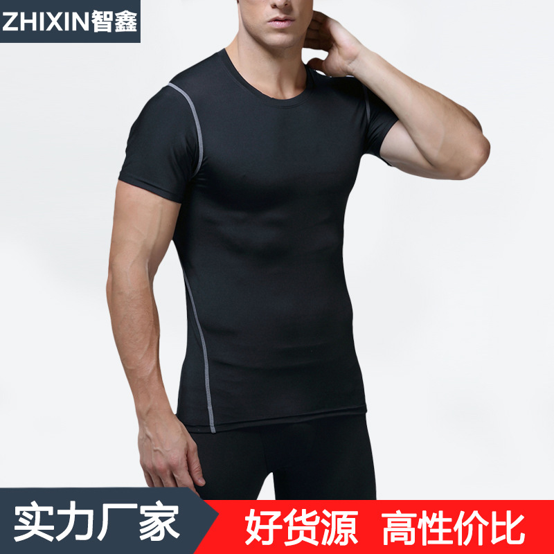 Fitness Clothes Summer Running Quick-Drying Sports Tights Short-Sleeved Basketball Training Base Men's Lightweight