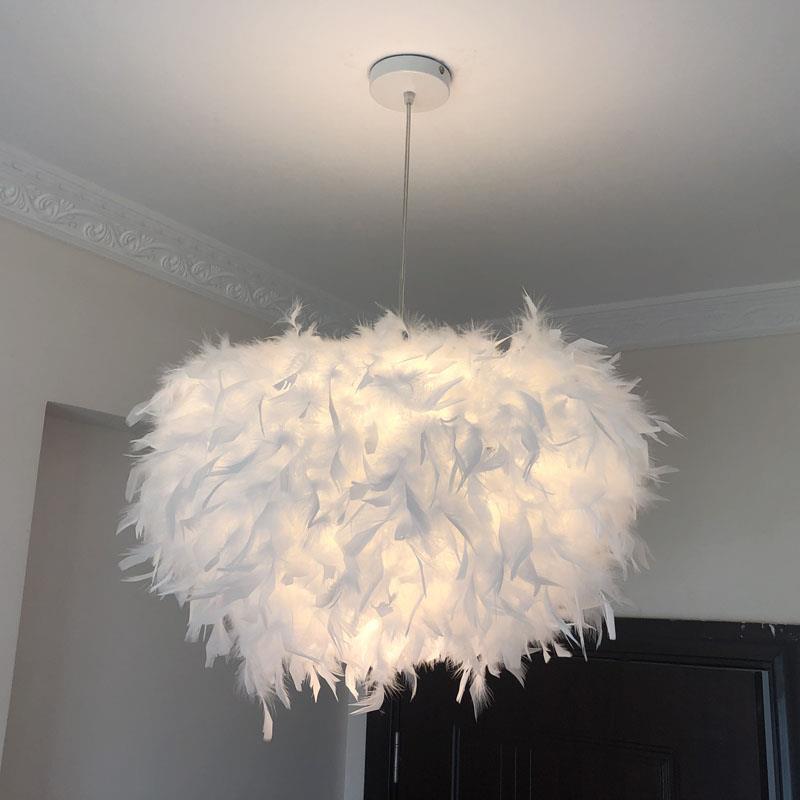 Feather Lamp Princess Internet Famous ins Girl Hemisphere Feather Chandelier Nordic Bedroom Warm Creative Decorative Wedding Lamp