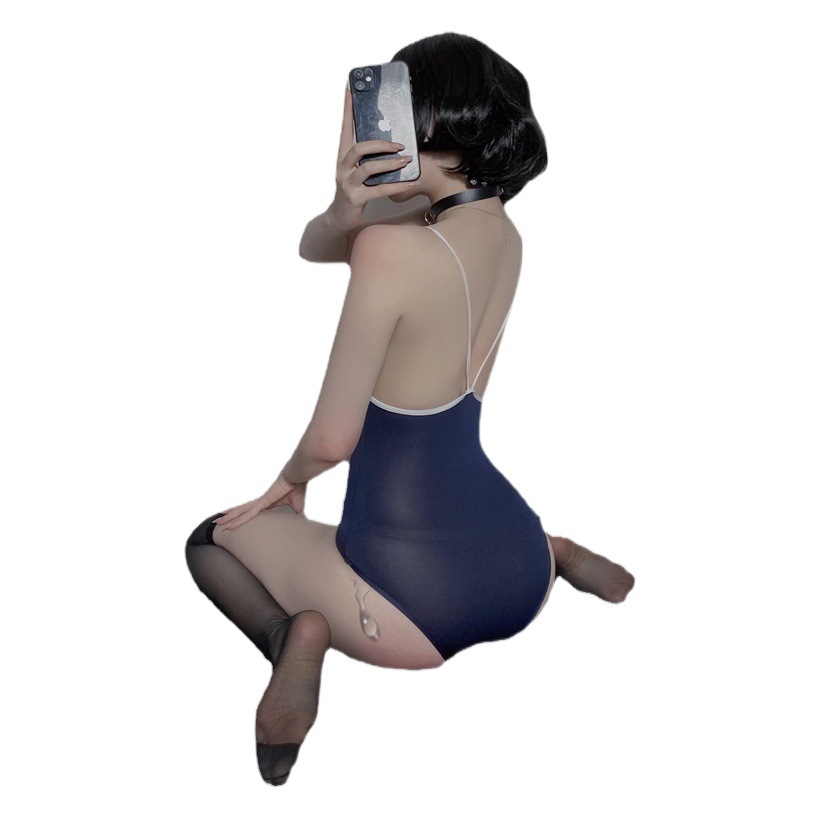 Sexy Underwear One-piece Suit Swimsuit Dead Water Sexy Thin Transparent Milk Silk Sling Tight Suit Swimsuit Three-point