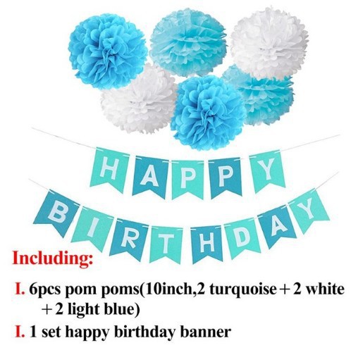 Picture of Amazon Birthday Holiday Party Wedding Decoration Supplies Paper Flower Ball Tassel Spiral Charm Birthday Flag