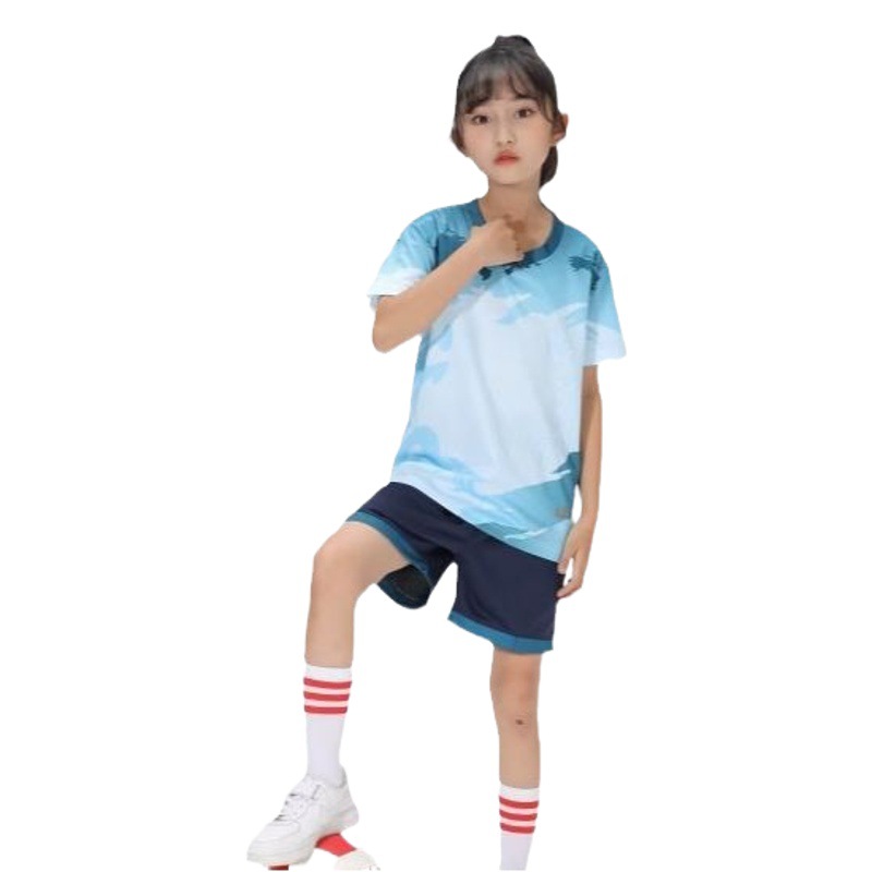 Summer adult children with suit quick-drying personality short-sleeved printed sports jersey football training suit