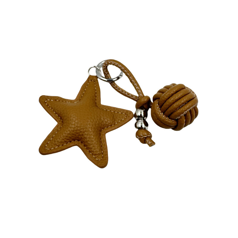 New Texeled Leather Star Bag Pendant Keychain Car Keychain Bag Decoration Stacked Hanging Chain Gift
