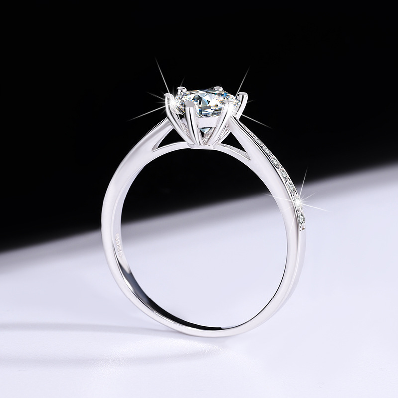Picture of S925 sterling silver moissanite Korean version of six-claw ring ladies ring six-claw classic crown for wedding ring manufacturers wholesale