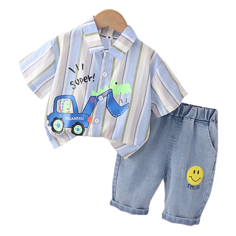Boys' suit Summer 2023 New Children's Short-sleeved Shorts Casual Two-piece Clothes Children's Sports Summer Clothes