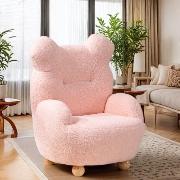 Picture of Bear Kids Sofa Sofa Chair Cartoon 3 to 6 Years Old Lamb Wool Single Seat Cute Lazy Baby Bedroom