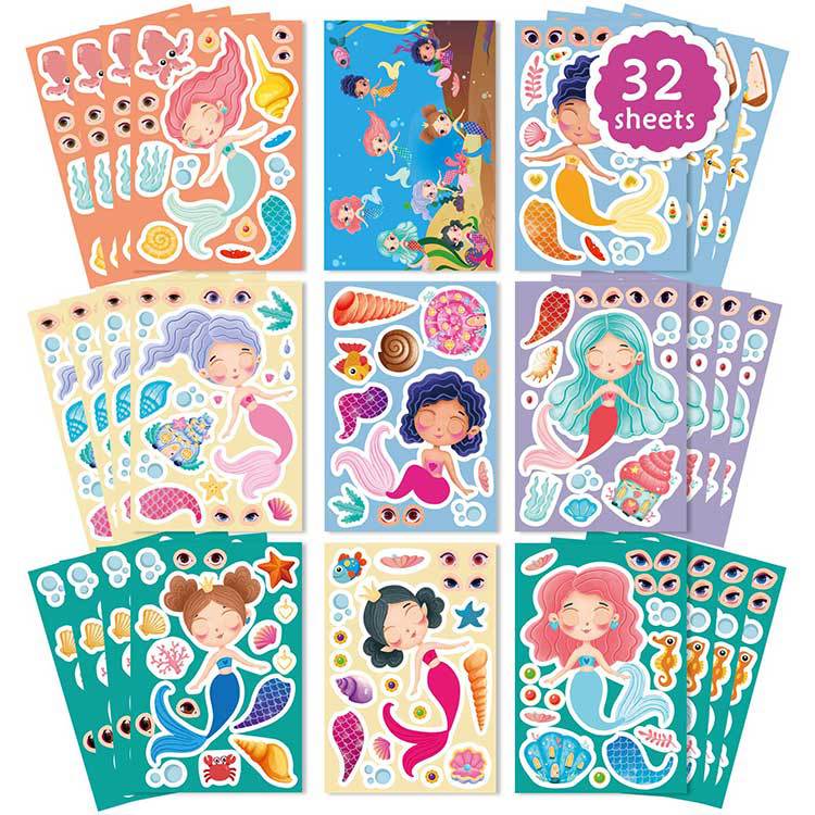 Make A Mermaid Sticker Mermaid Party Gift Sticker Make Your Own Mermaid Sticker