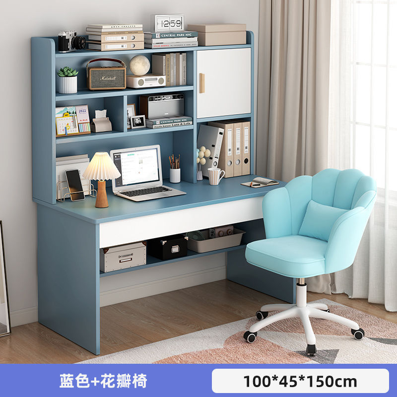 Picture of Student home study desk, children's desk, bookshelf combination table and chair set, simple bedroom, children's writing desk