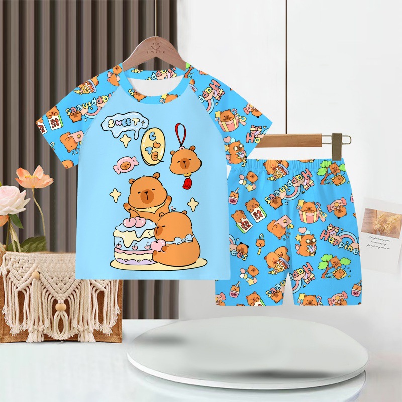 Picture of Wholesale Summer Children's Pajamas Cartoon Girls Short-Sleeved Shorts Thin Boys Casual Middle and Large Children's Suits Home Clothes