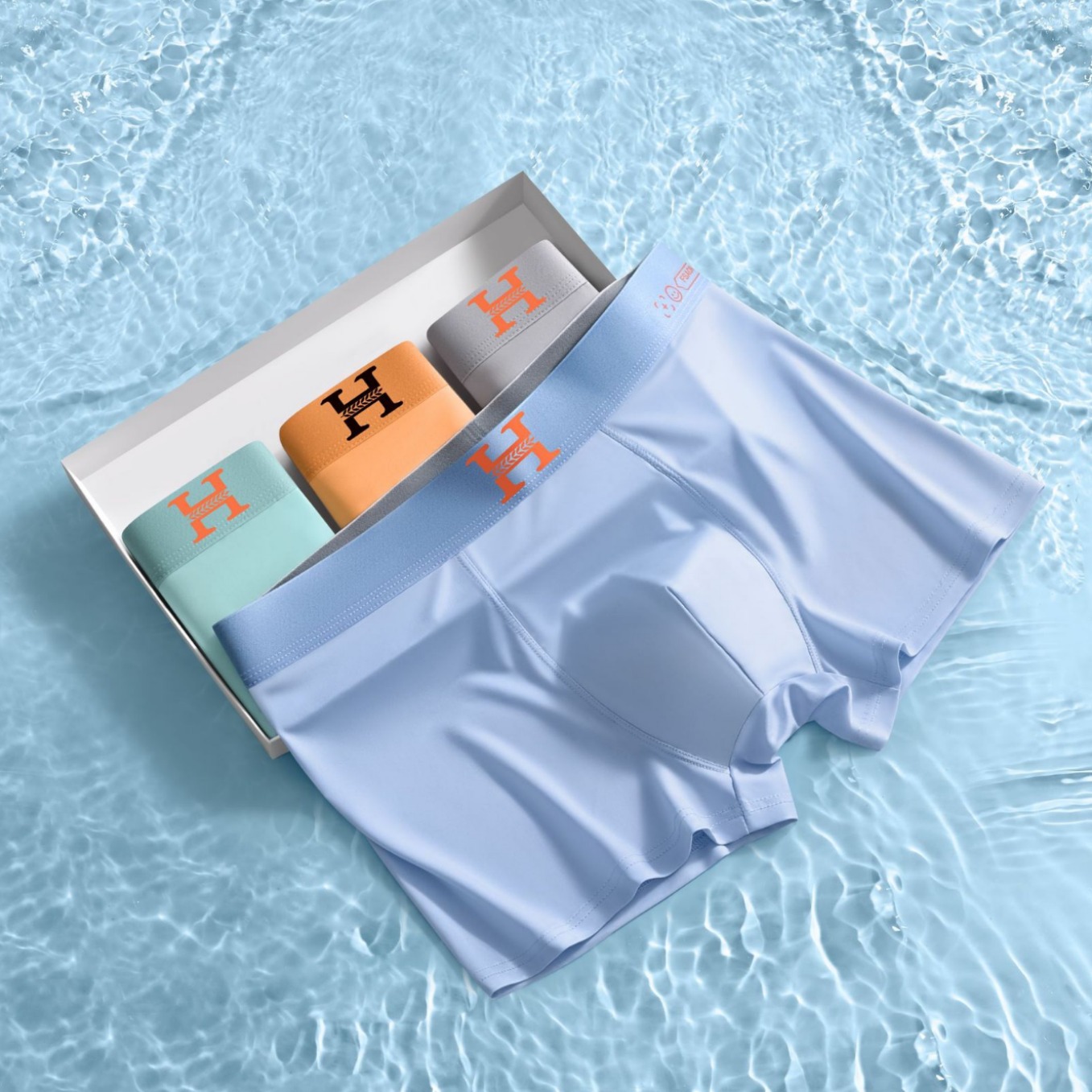 Men's underwear ice silk boys breathable boxers head magnet temperature change sports youth boxer pants wholesale generation