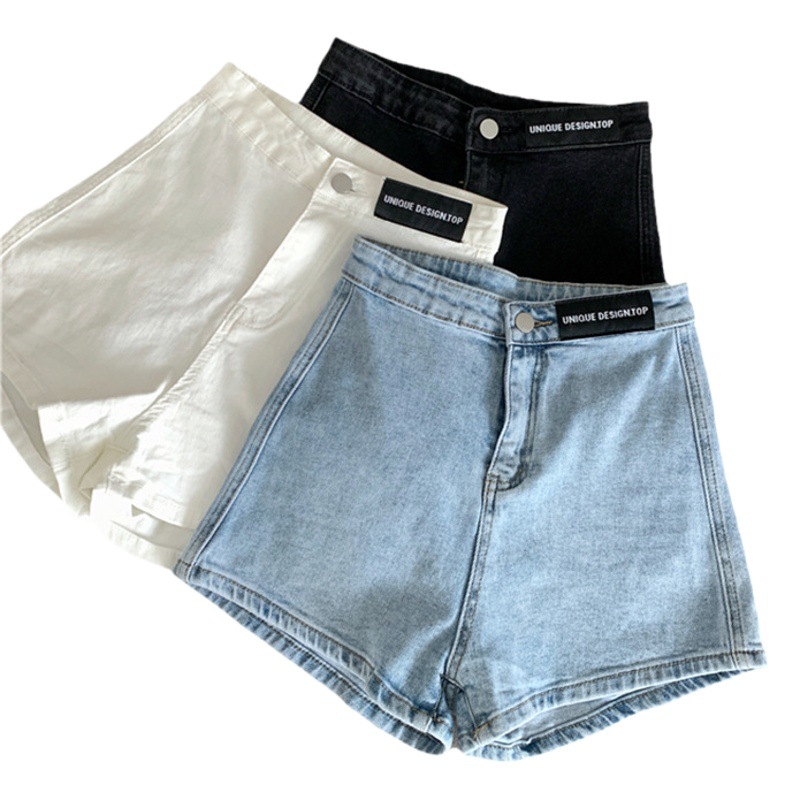 Picture of High-Waisted Denim Shorts for Women Summer 2021 New Elastic Tight Hip Lifting Tights for Small People to Wear Hot Pants