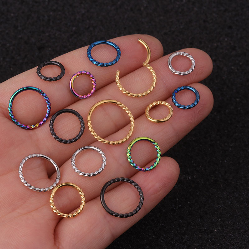 Foreign trade new twist closed ring stainless steel seamless ring open ring Europe and the United States simple ear buckle ear bone nail wholesale