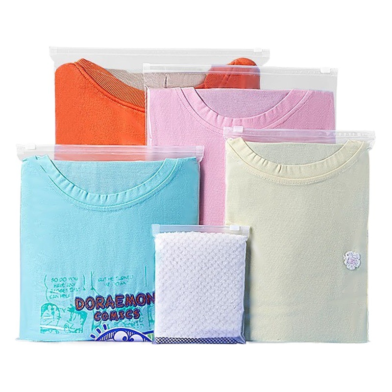 Transparent Frosted Clothing Zipper Bags in Stock, Packaging Bags for Clothes, Socks, Underwear, Towels, Wholesale
