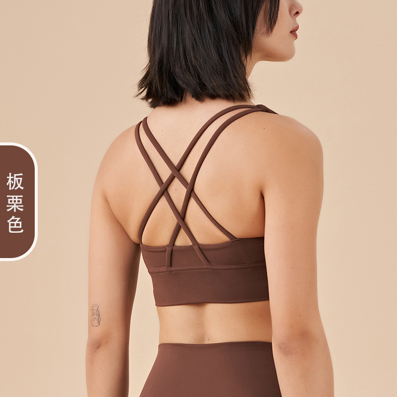 Picture of 2022 new double-sided brushed cross back sports underwear shockproof push up yoga sports bra fitness vest