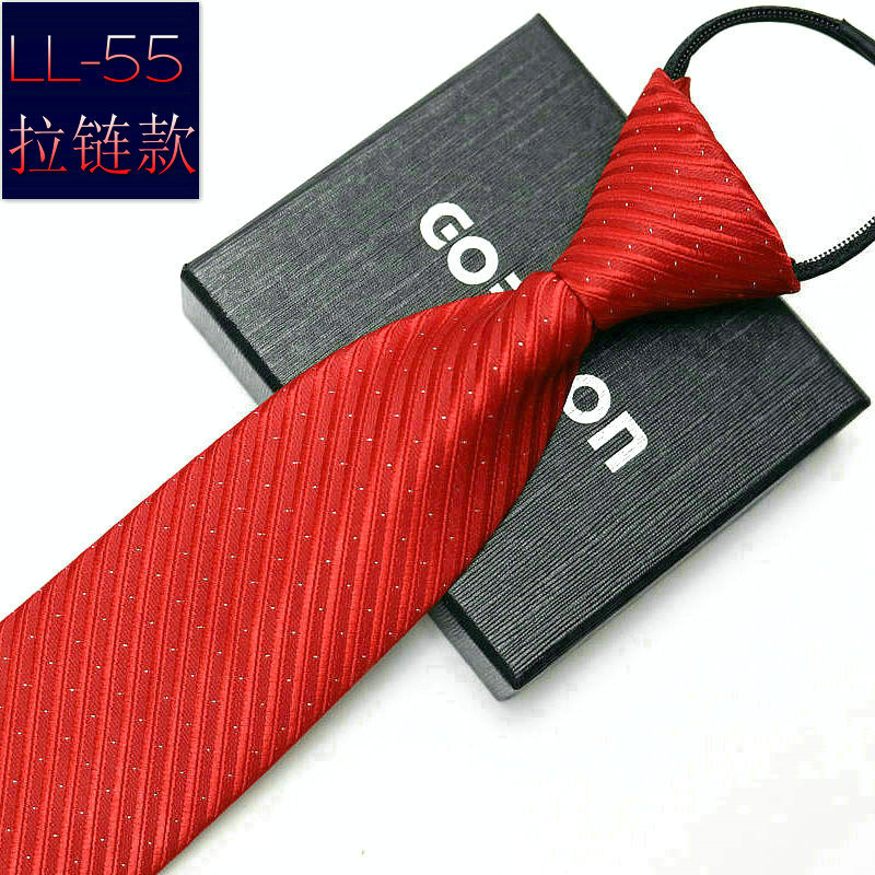 Picture of Men's business formal wear stripe free zipper wholesale lazy tie 8CM logo LOGO factory wholesale