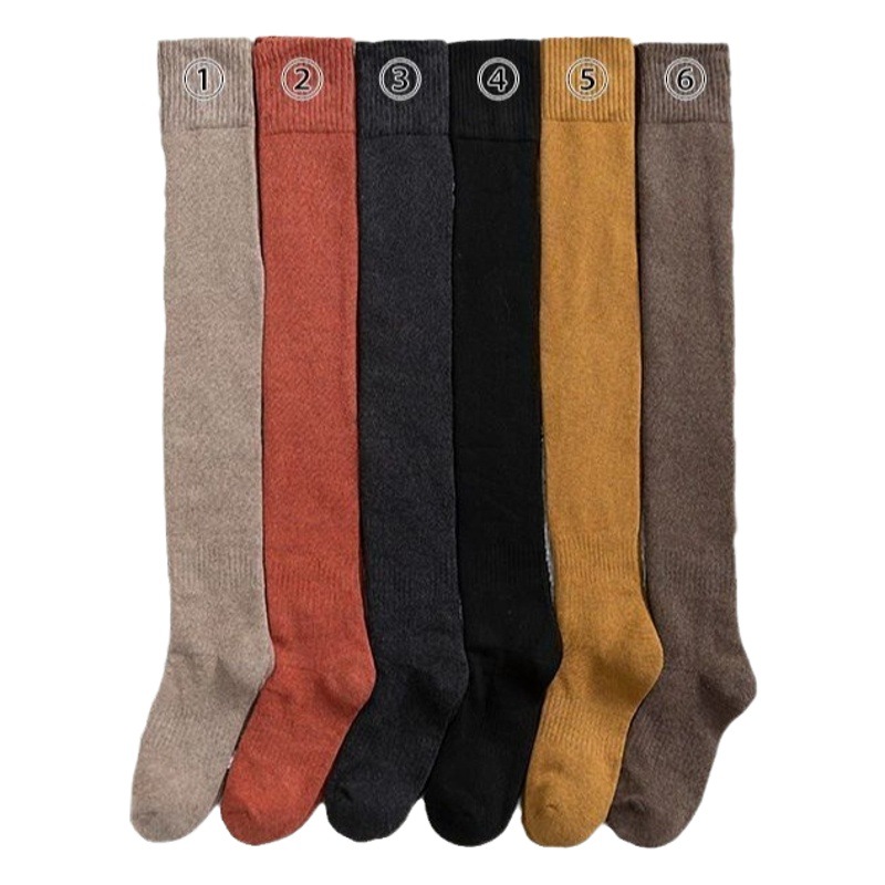 Thick warm stockings women's Korean-style adult over-the-knee socks Terry stockings women's mid-calf length autumn and winter fleece-lined high