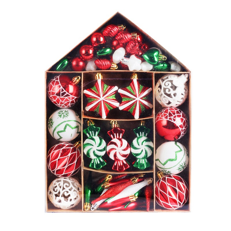 Picture of Cross-border New Christmas Decorations House Painted Christmas Ball suit Gift Bag Christmas Tree Pendant