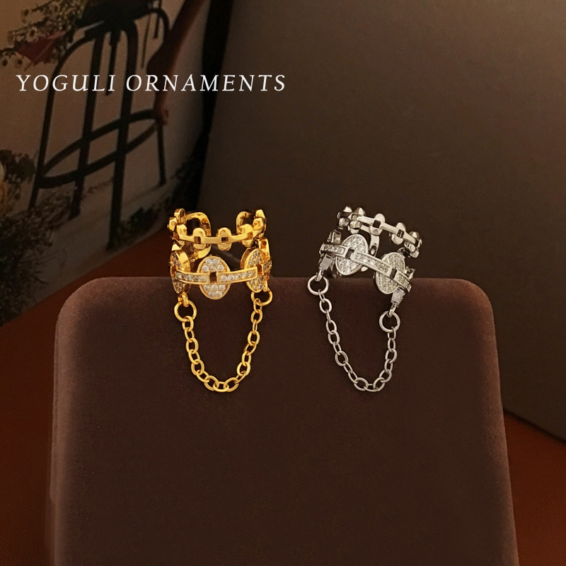 Metal Cold Style Light Luxury Hollow-out Zircon Ear Bone Clip 2023 Trendy Niche Earrings 1580